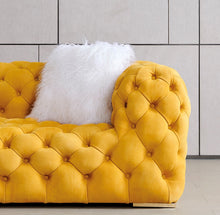 Load image into Gallery viewer, Luxury Italian yellow tufted design sofa
