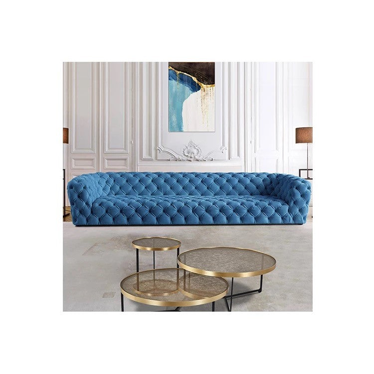 Luxury Italian blue tufted design sofa
