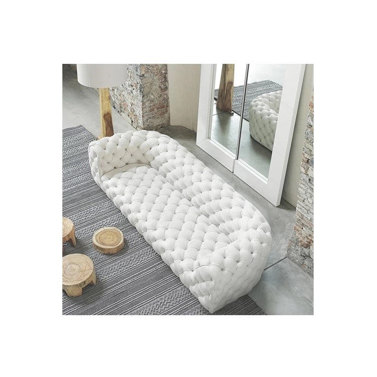 Luxury Italian white tufted design sofa