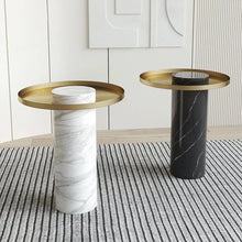 Load image into Gallery viewer, Stainless Steel Glass Marble Base end Table
