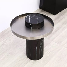 Load image into Gallery viewer, Stainless Steel Glass Marble Base end Table
