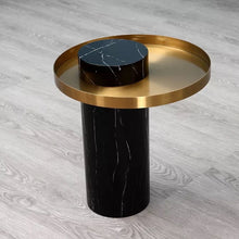 Load image into Gallery viewer, Stainless Steel Glass Marble Base end Table
