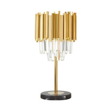 Load image into Gallery viewer, Designer gold plated spiral crystal table lamp
