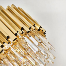 Load image into Gallery viewer, Designer gold plated spiral crystal table lamp
