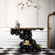 Load image into Gallery viewer, High end handcrafted Spherical designer black/Gold lacquer console table
