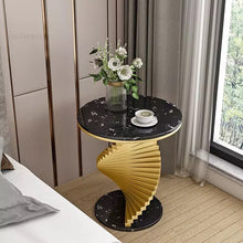 Load image into Gallery viewer, The Gold Plated Marble Designer end table
