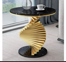 Load image into Gallery viewer, The Gold Plated Marble Designer end table
