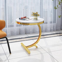 Load image into Gallery viewer, Gold C Shaped High end Marble Top end Table
