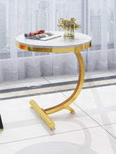 Load image into Gallery viewer, Gold C Shaped High end Marble Top end Table
