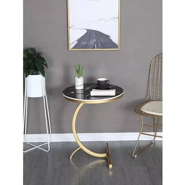 C Shaped High end Marble Top End Table