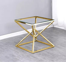 Load image into Gallery viewer, Contemporary Gold Glass EndTable
