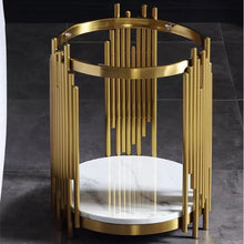 Load image into Gallery viewer, Designer Gold Plated Marble Contemporary End Table
