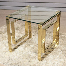 Load image into Gallery viewer, Geometric designer glass top end table
