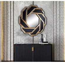 Load image into Gallery viewer, Hollywood amber black octagonal wall mirror
