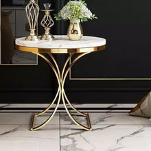 Load image into Gallery viewer, Marble top gold base end table
