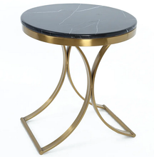 Load image into Gallery viewer, Marble Top Gold Base End Table
