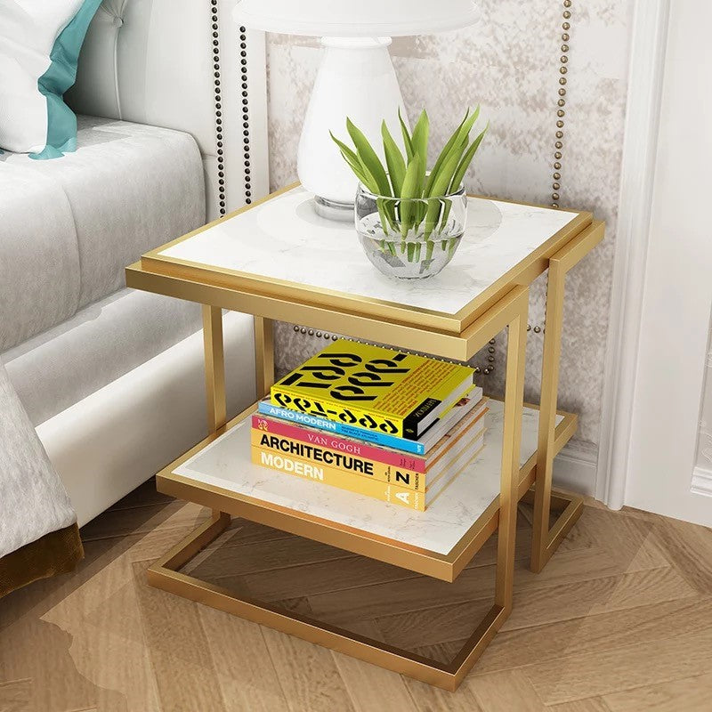 Contemporary Gold Marble Console Table