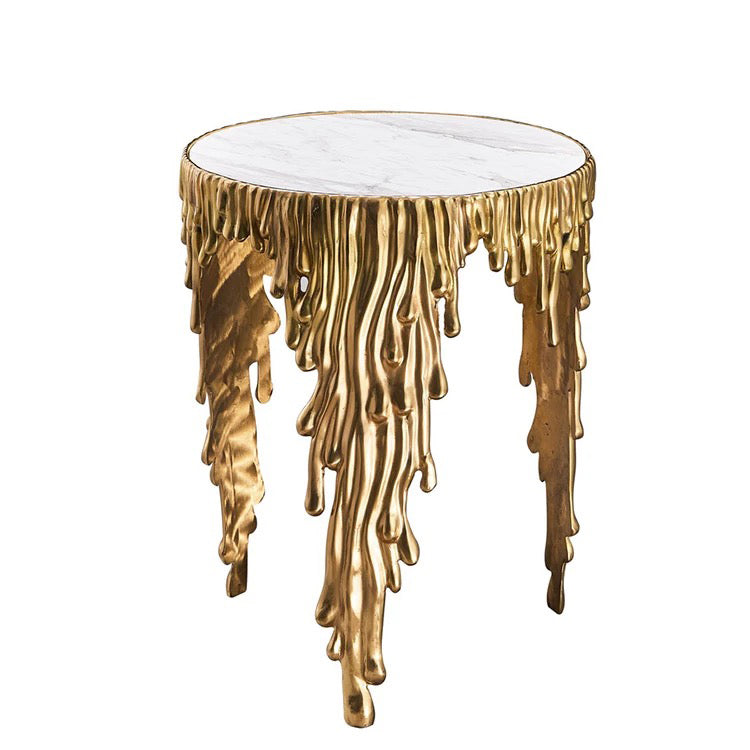 Condensation shaped Gold leaf luxury end table