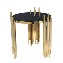 Load image into Gallery viewer, Designer Gold Plated Marble Contemporary End Table
