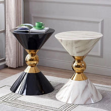 Load image into Gallery viewer, Hourglass white Marble Side Table
