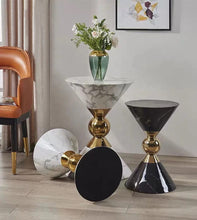 Load image into Gallery viewer, Hourglass white Marble Side Table
