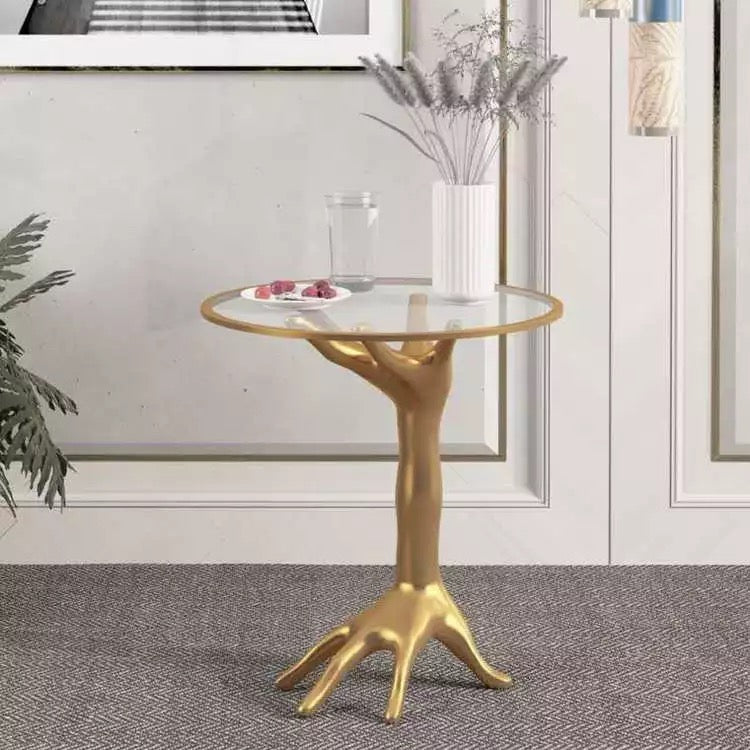 Contemporary Gold Hand abstract Side Table