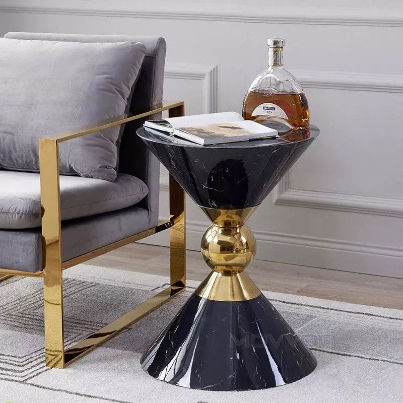 Hourglass black Marble Side Table