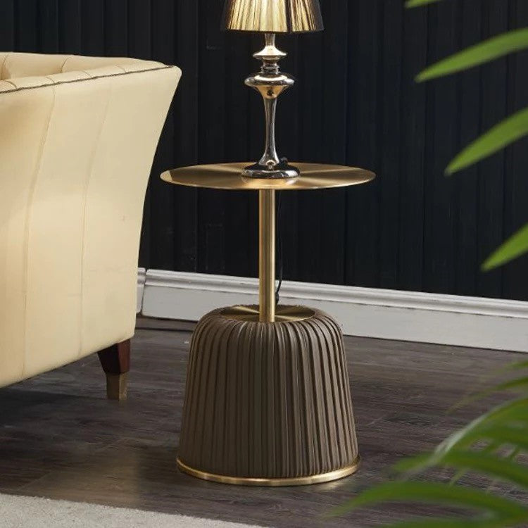 Modern leather base end table