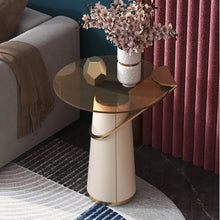 Load image into Gallery viewer, Contemporary Leather/Glass Top End Table
