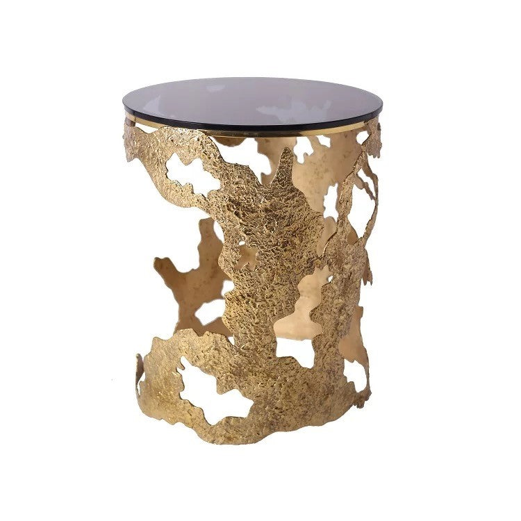 Luxury gold leaf irregular end table