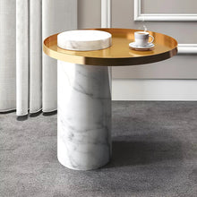 Load image into Gallery viewer, Stainless Steel Glass Marble Base End Table
