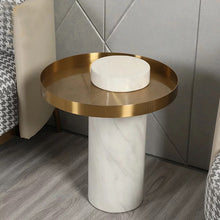 Load image into Gallery viewer, Stainless Steel Glass Marble Base End Table
